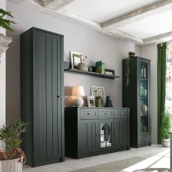 Wohnzimmer Anbauwand in Dunkelgrün Landhausstil (vierteilig) günstig online kaufen