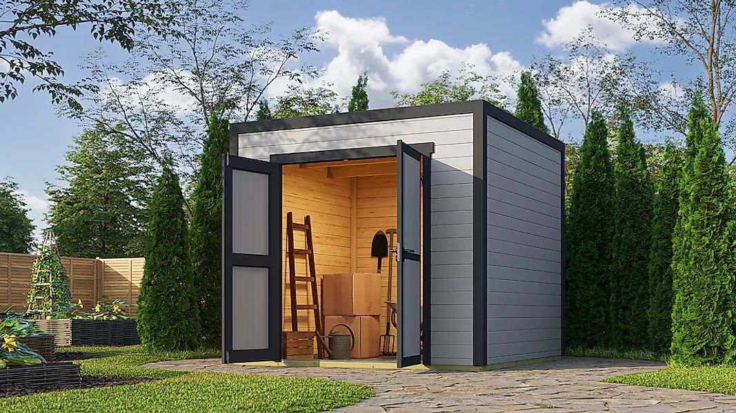 Nordic Holz Gartenhaus "Fynn 2" kleiner stilvoller Schuppen mit Flachdach günstig online kaufen