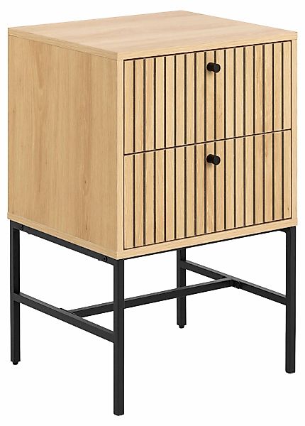 ACTONA GROUP Nachttisch Albany, Eiche-Optik, Lamellenfront, günstig online kaufen