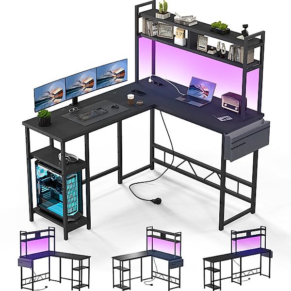 GUNJI Eckschreibtisch Gamingtisch Schreibtisch mit LED günstig online kaufen