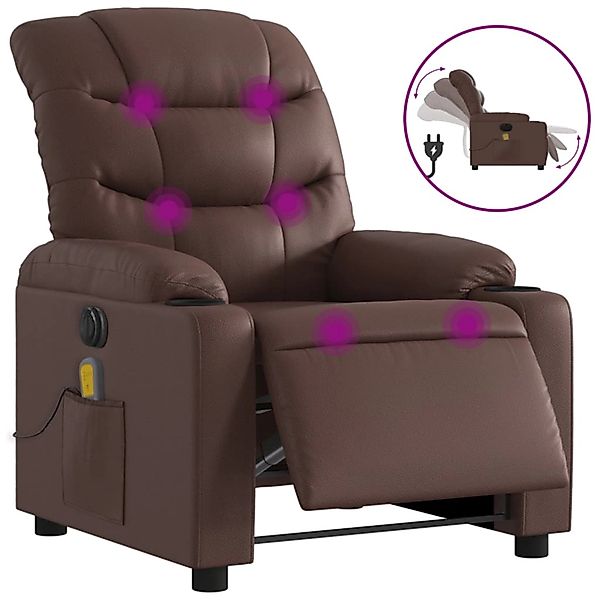 vidaXL Sessel Massagesessel Elektrisch Braun Kunstleder günstig online kaufen