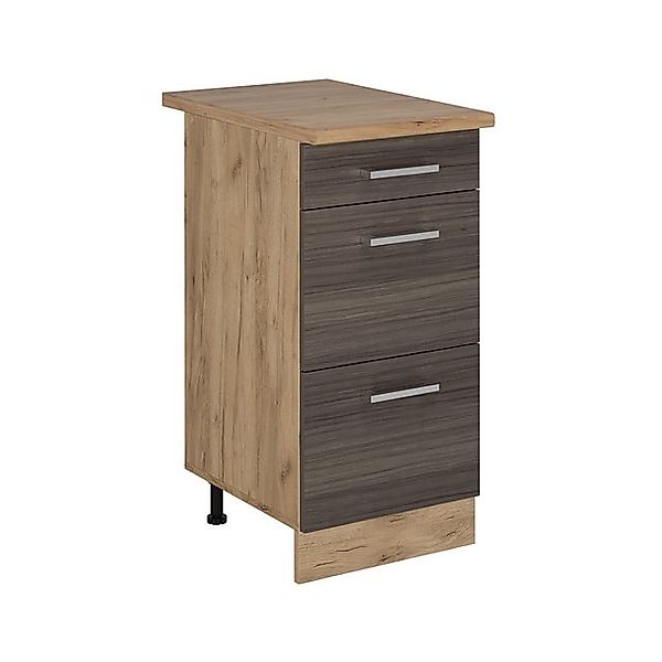 Vicco Unterschrank R-Line, Edelgrau/Goldkraft Eiche, 40 cm mit Schubladen, günstig online kaufen