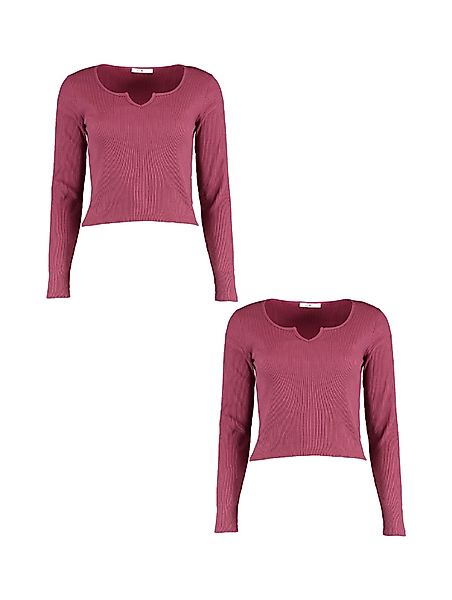 HaILY’S Blusenshirt 2er-Set Figurbetont Rippoptik Langarm günstig online kaufen