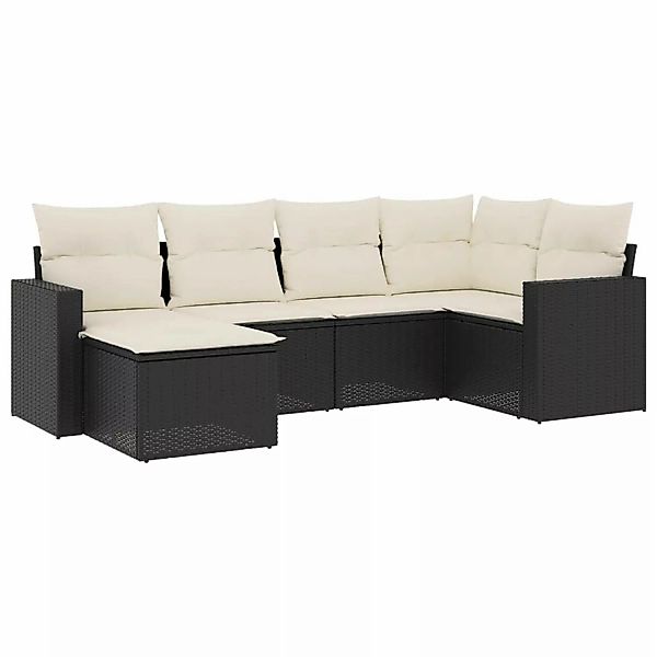 vidaXL 6-tlg Garten-Sofagarnitur mit Kissen Schwarz Poly Rattan Modell 60 günstig online kaufen