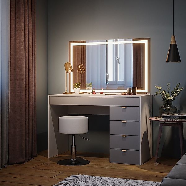 Vicco Schminktisch Elise, Weiß/Grau, 115 cm günstig online kaufen