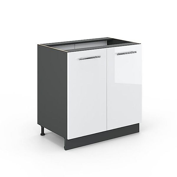 Vicco Spülenunterschrank Fame-Line, Weiß Hochglanz/Anthrazit, 80 mit Regal günstig online kaufen