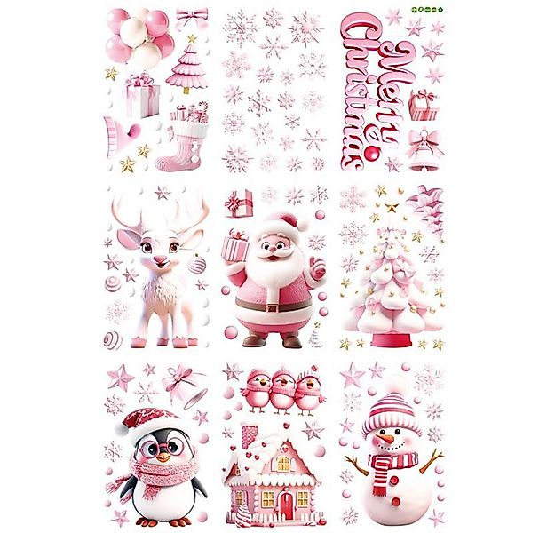 CLTYQ Fenstersticker Weihnachten, Fensterbilder,3D Weihnachtsmann Elch Schn günstig online kaufen