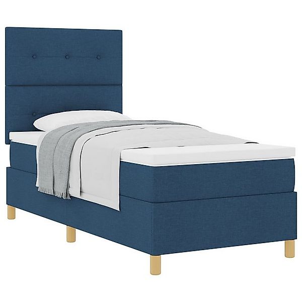 vidaXL Bett Boxspringbett mit Matratze Blau Einzelstoff (1-tlg) günstig online kaufen
