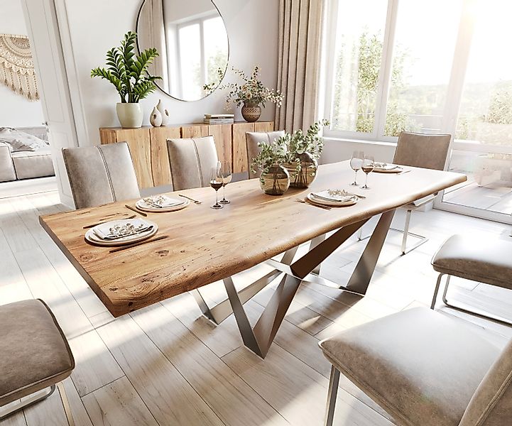 DELIFE Esstisch Edge, Akazie Natur 240x100 günstig online kaufen