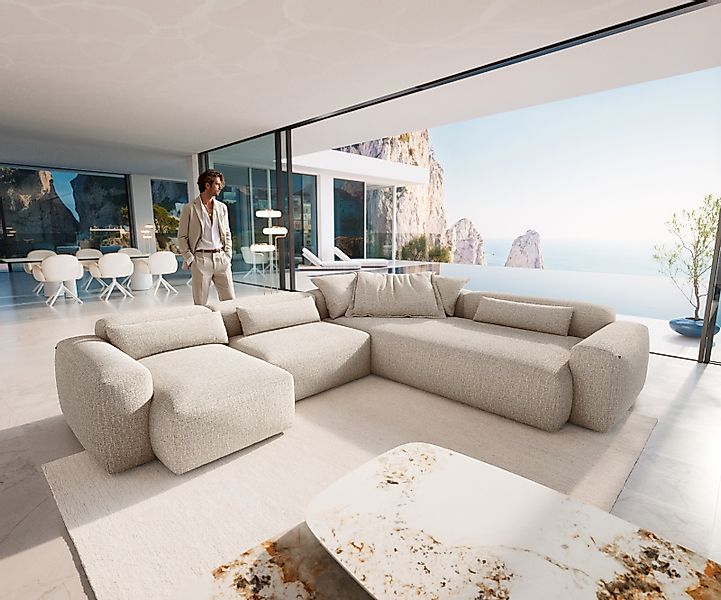 Wohnlandschaft Freestyle Pure 360x290 cm Webstoff Soft Beige günstig online kaufen