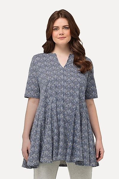 Ulla Popken Longshirt Longshirt Godetfalten Tunika-Ausschnitt Halbarm günstig online kaufen