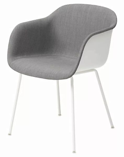 Gepolsterter Sessel Fiber textil weiß grau / mit 4 Stuhlbeinen - Muuto - Gr günstig online kaufen