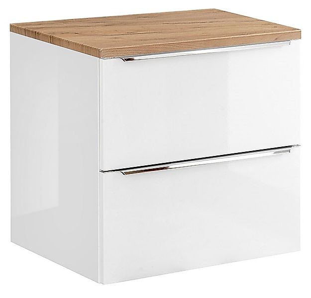 Lomadox Waschbeckenschrank TOSKANA-56 weiß mit Wotaneiche 61/59,5/46 cm günstig online kaufen