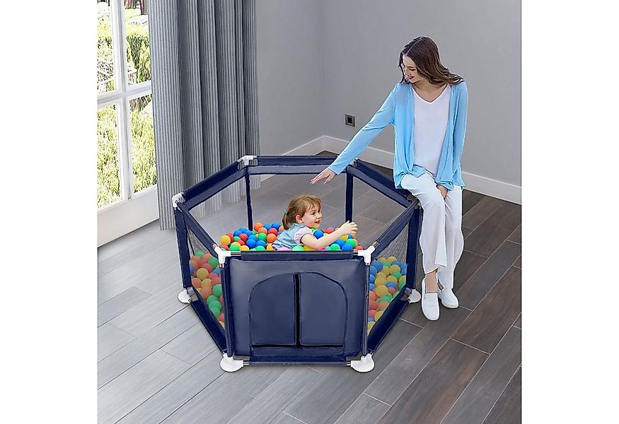 Youyijia Zaunpfosten Laufstall faltbar Playpen 128×110×65 cm Sechseckiger L günstig online kaufen