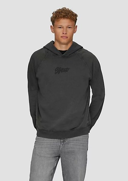 QS Sweatshirt Gewaschener Hoodie mit Frontdruck Waschung günstig online kaufen