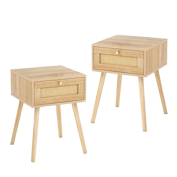Costway 2er Set Nachttisch Rattan 40 x 40 x 55 cm günstig online kaufen