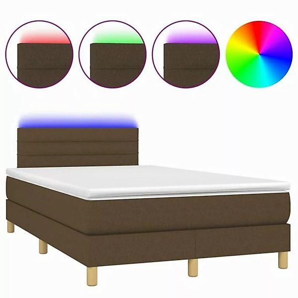 vidaXL Boxspringbett Boxspringbett mit Matratze LED Dunkelbraun 120x200 cm günstig online kaufen