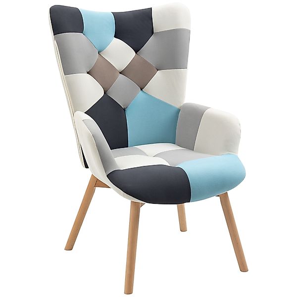HOMCOM Ohrensessel mit gestepptem Samtbezug und Holzbeinen, 66x76x98cm, Meh günstig online kaufen