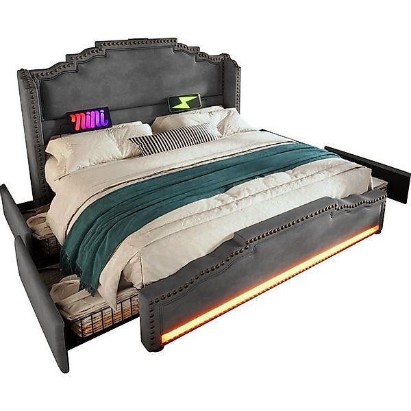 REDOM Polsterbett Vintage Bett mit handgefertigte Nieten (Stauraumbett,Juge günstig online kaufen