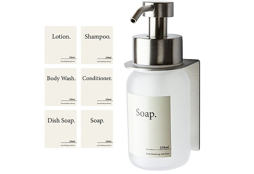 Designfabrik Hamburg Seifenspender Wandmontage ohne Bohren 250 ml, Pumpspen günstig online kaufen