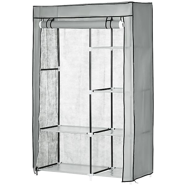 HOMCOM Kleiderschrank Stoffschrank, 6 Fächer, Grau, 103x43x162,5cm, Faltbar günstig online kaufen