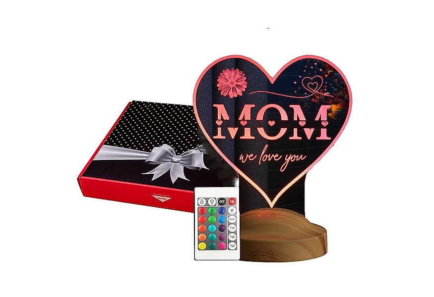 Geschenkelampe LED Nachttischlampe MOM Herz Nachtlicht Geschenke Mama Lampe günstig online kaufen