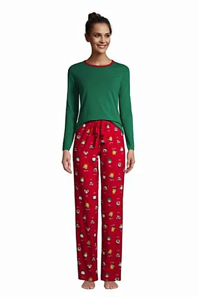 Gemustertes Jersey Pyjama-Set, Damen, Größe: 48-50 Normal, Rot, by Lands' E günstig online kaufen