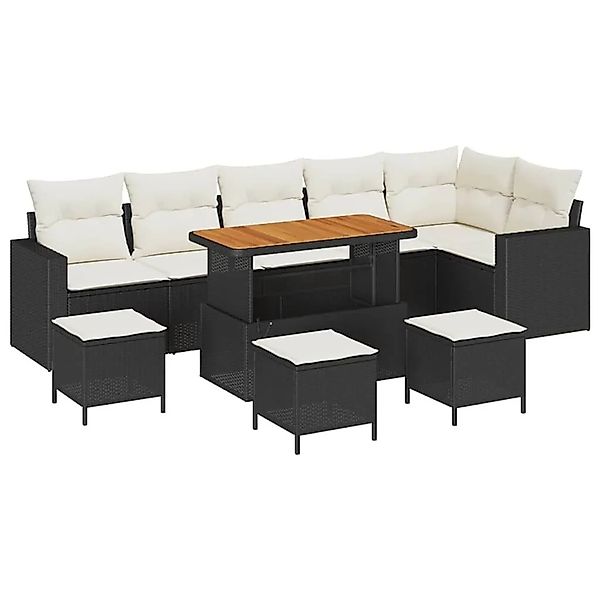 vidaXL Gartensofa-Set mit Kissen 12 Stk Schwarz und Creme Poly-Rattan 33635 günstig online kaufen