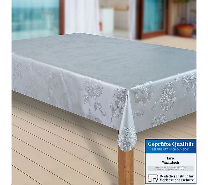 laro Tischdecke Wachstuch-Tischdecken Abwaschbar Dhalia Silber rechteckig günstig online kaufen