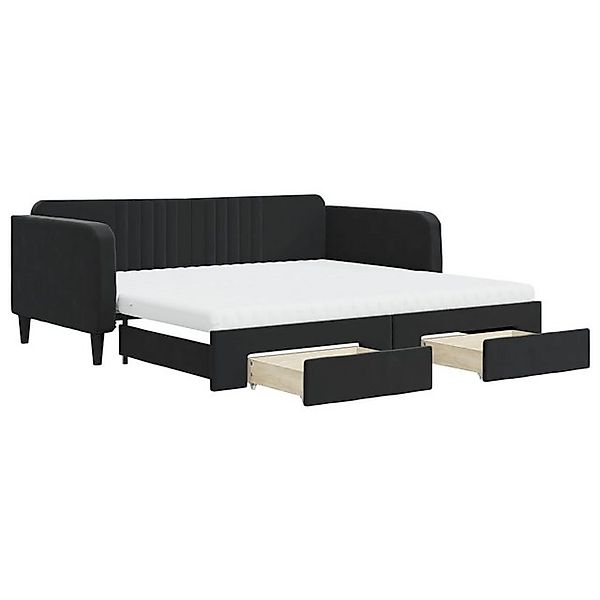vidaXL Bett, Tagesbett Ausziehbar mit Schubladen Schwarz 100x200 cm Samt günstig online kaufen