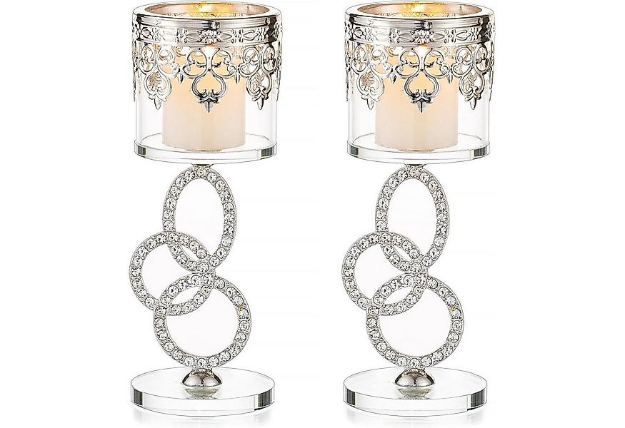 LuxusKollektion Dekohänger Kristall Glas Teelichthalter, 2er Set Silber Stu günstig online kaufen