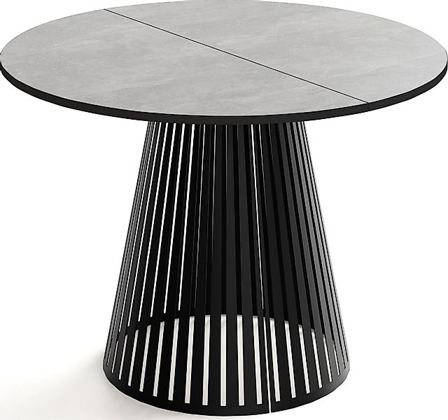 WFL GROUP Esstisch Naro Black ausziehbar rund modern mit schwarzen Metallbe günstig online kaufen