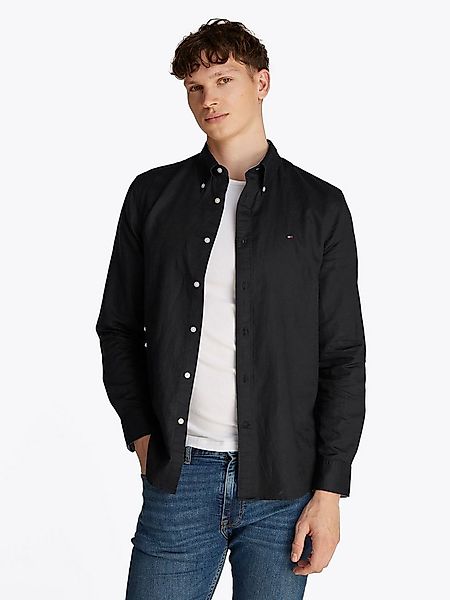 Tommy Hilfiger Langarmhemd LINEN BLEND SOLID Regular Fit SHIRT mit Button-d günstig online kaufen
