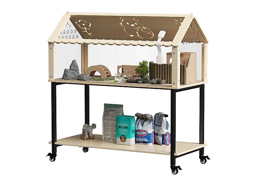 TWSOUL Kleintierkäfig Nagerkäfig aus Holz, Kleintiergehege Schaufenster aus günstig online kaufen