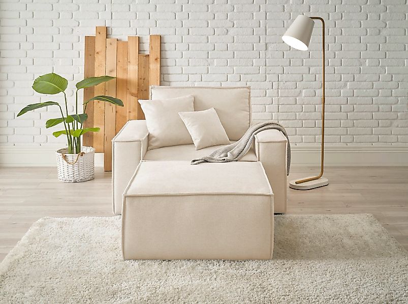 OTTO home Loveseat "FINNLEY, Loveseat & Hocker im Set, trendige Stoffe, ink günstig online kaufen