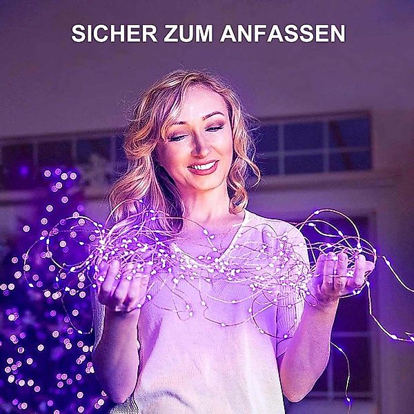 Jibenhome LED-Streifen Lila LED Kupferdraht-Lichterkette Batteriebetrieben günstig online kaufen