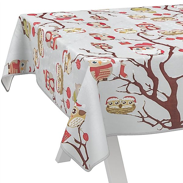 ANRO Tischdecke Wachstuch abwaschbar Eulen Weihnachten günstig online kaufen