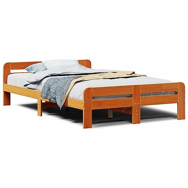 vidaXL Massivholzbett ohne Matratze Wachsbraun 135x190 cm Kiefernholz 85548 günstig online kaufen