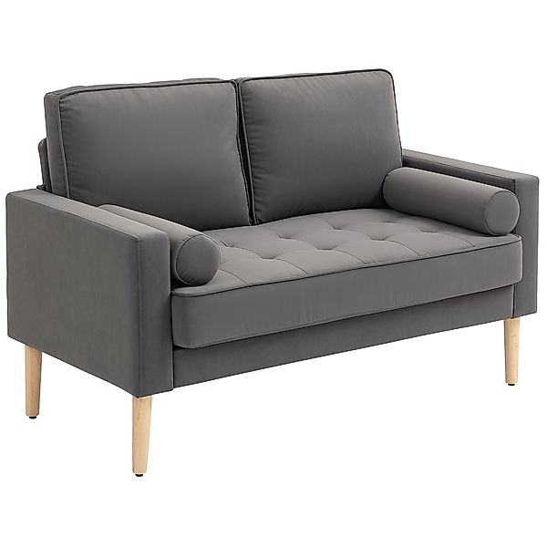 HOMCOM 2-Sitzer-Sofa modernes Samt 127 cm, dicke Federkissen, Kautschukholz günstig online kaufen