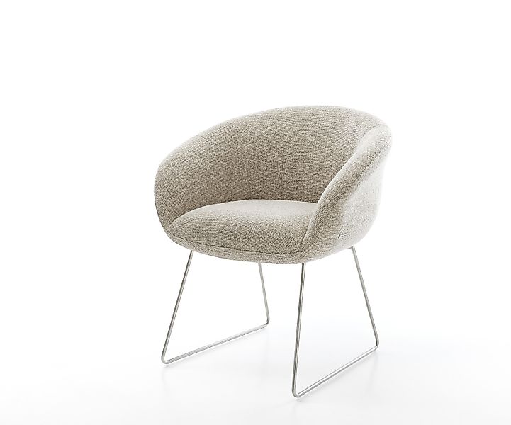 Esszimmerstuhl Vinka-Flex mit Armlehnen Webstoff Soft Beige Kufengestell Ed günstig online kaufen