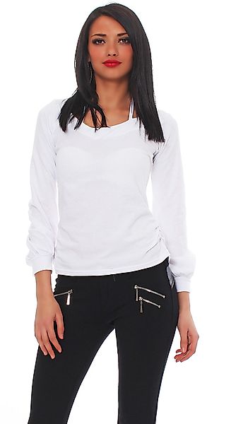 Mississhop Langarmshirt Bluse Tunika Longshirt mit eleganten Ballonärmeln F günstig online kaufen