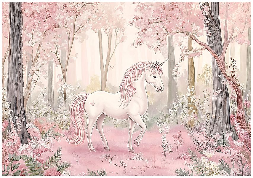 Wallarena Fototapete Kinderzimmer Mädchen Einhorn Rosa günstig online kaufen