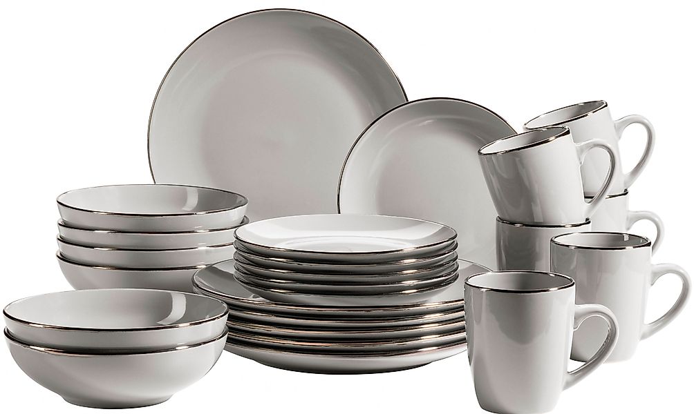 MÄSER Kombiservice »Geschirr-Set, Service Metallic Rim« messingfarben schim günstig online kaufen