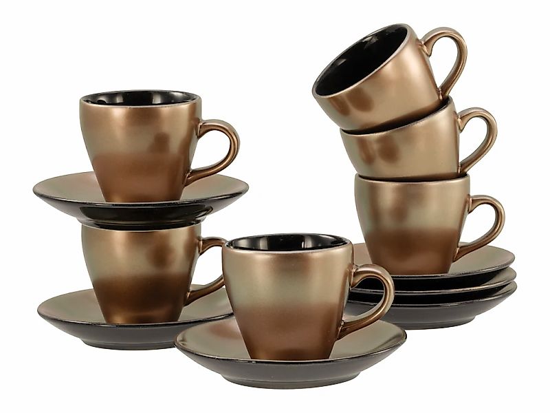 CreaTable Espressotasse "Golden Days Schwarz, Espressoset, 12-tlg." Goldfar günstig online kaufen