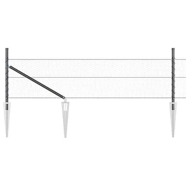 vidaXL Zaun mit Pfosten Grau 0,8 x 100 m PVC-beschichteter Stahl 3353304 günstig online kaufen