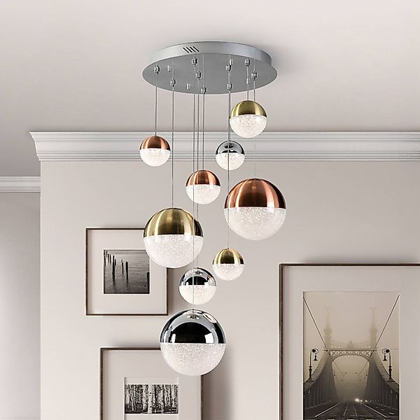 LED-Hängeleuchte Sphere, 9-fl., dimmbar, Ø 50 cm, multicolor günstig online kaufen
