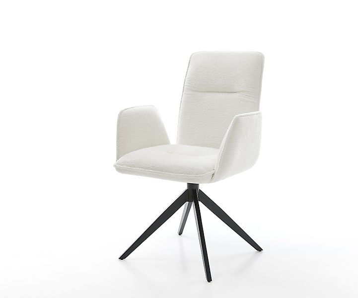 Drehstuhl Vinja-Flex Bouclé Soft Beige Kreuzgestell breit Schwarz 360° dreh günstig online kaufen