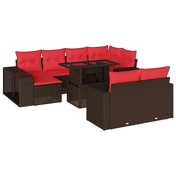 vidaXL 11-Tlg Gartensofa-Set mit Kissen Braun Polyrattan 3274587 günstig online kaufen