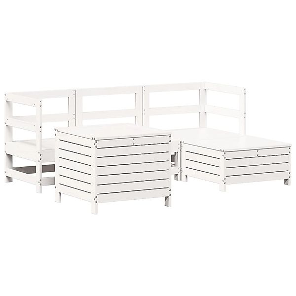 vidaXL 5-Tlg Garten-Sofagarnitur Weiß Massivholz Kiefer 3250489 günstig online kaufen