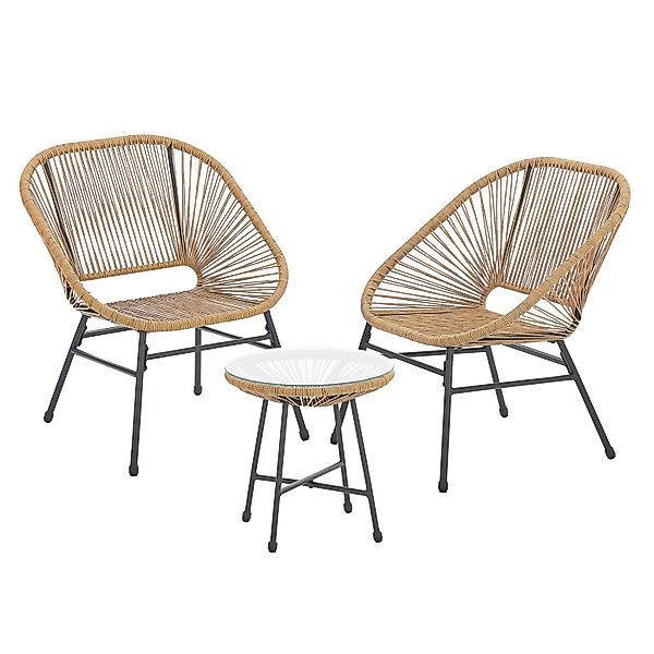 Svita Tulum Balkon-Möbel 3-tlg. Garten-Möbel Set Balkonstühle Mit Tisch Nat günstig online kaufen